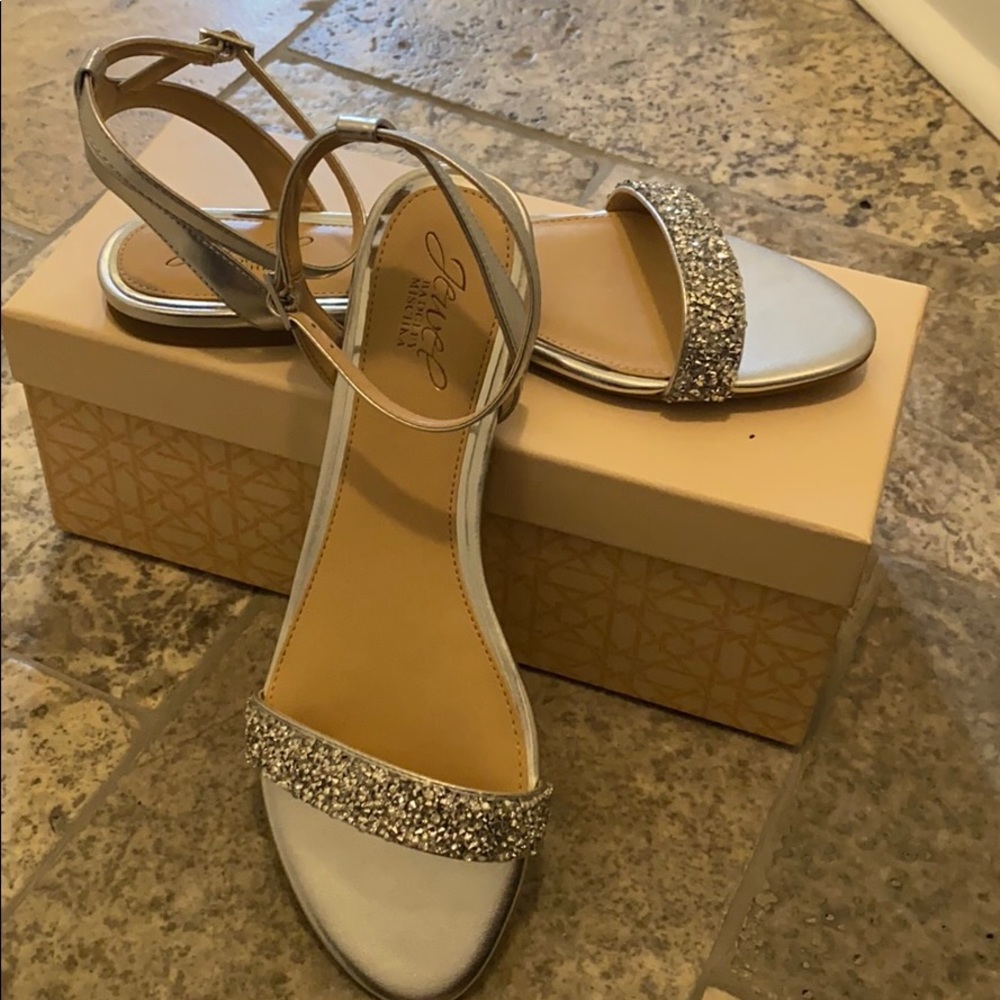 Badgley Mischka silver sandals - never worn!